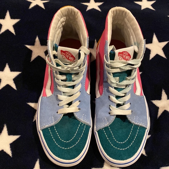 Vans high top multi color sneakers  mens size 5.5 women’s 7 - Picture 2 of 5